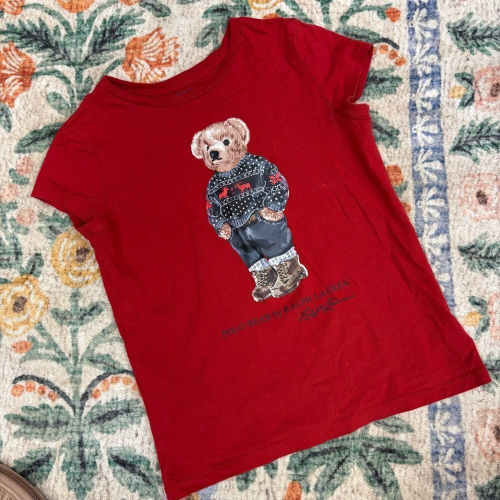 Polo by Ralph Lauren winter Christmas bear t shirt top size 7